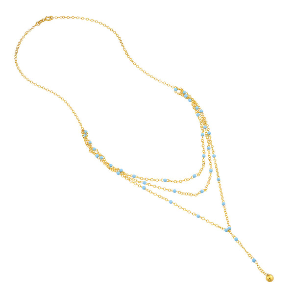 Light Blue Enamel Layered Lariat Necklace