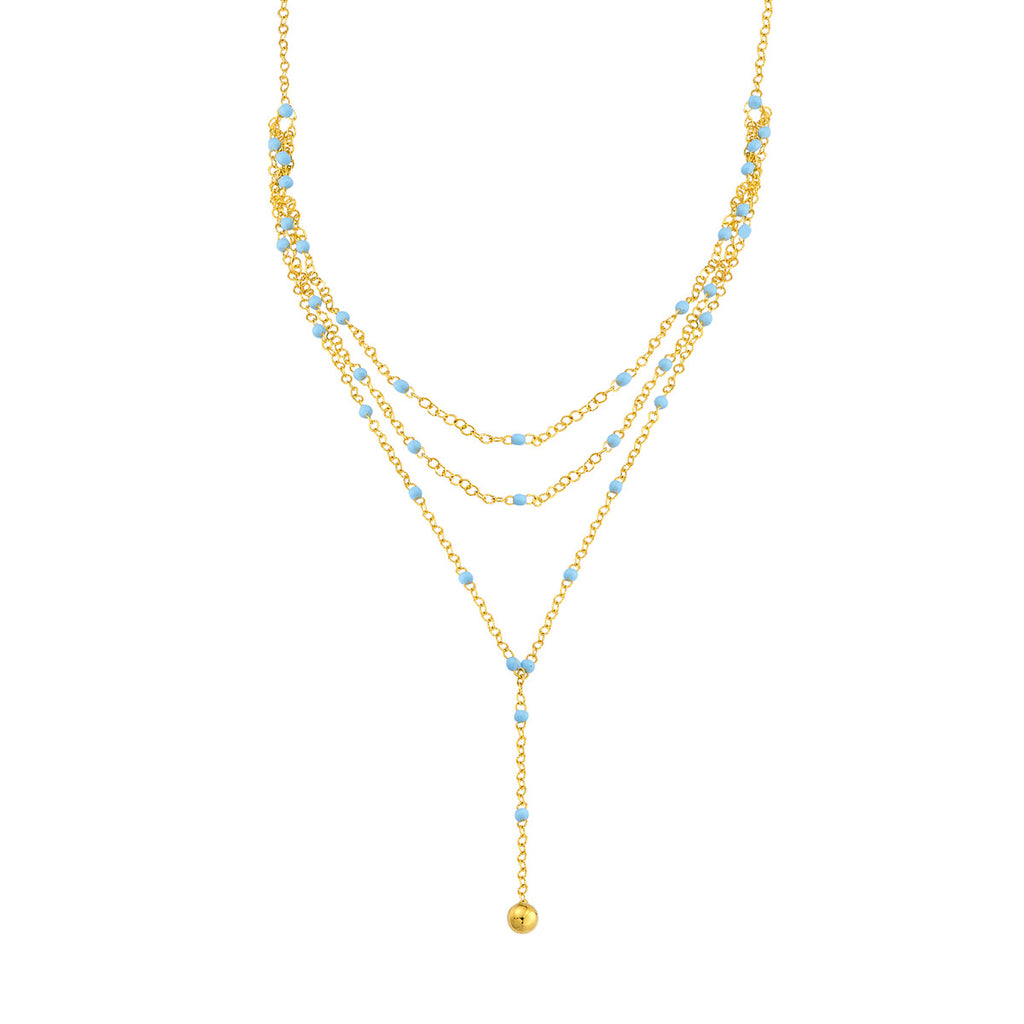 Light Blue Enamel Layered Lariat Necklace