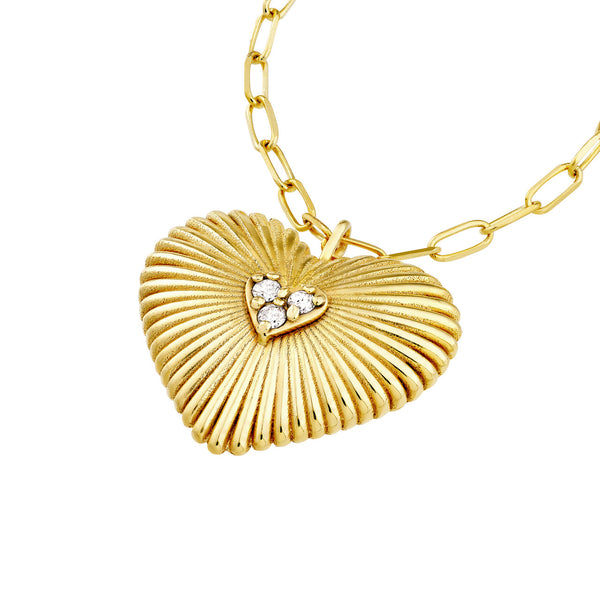 Radiating Diamond Heart Necklace