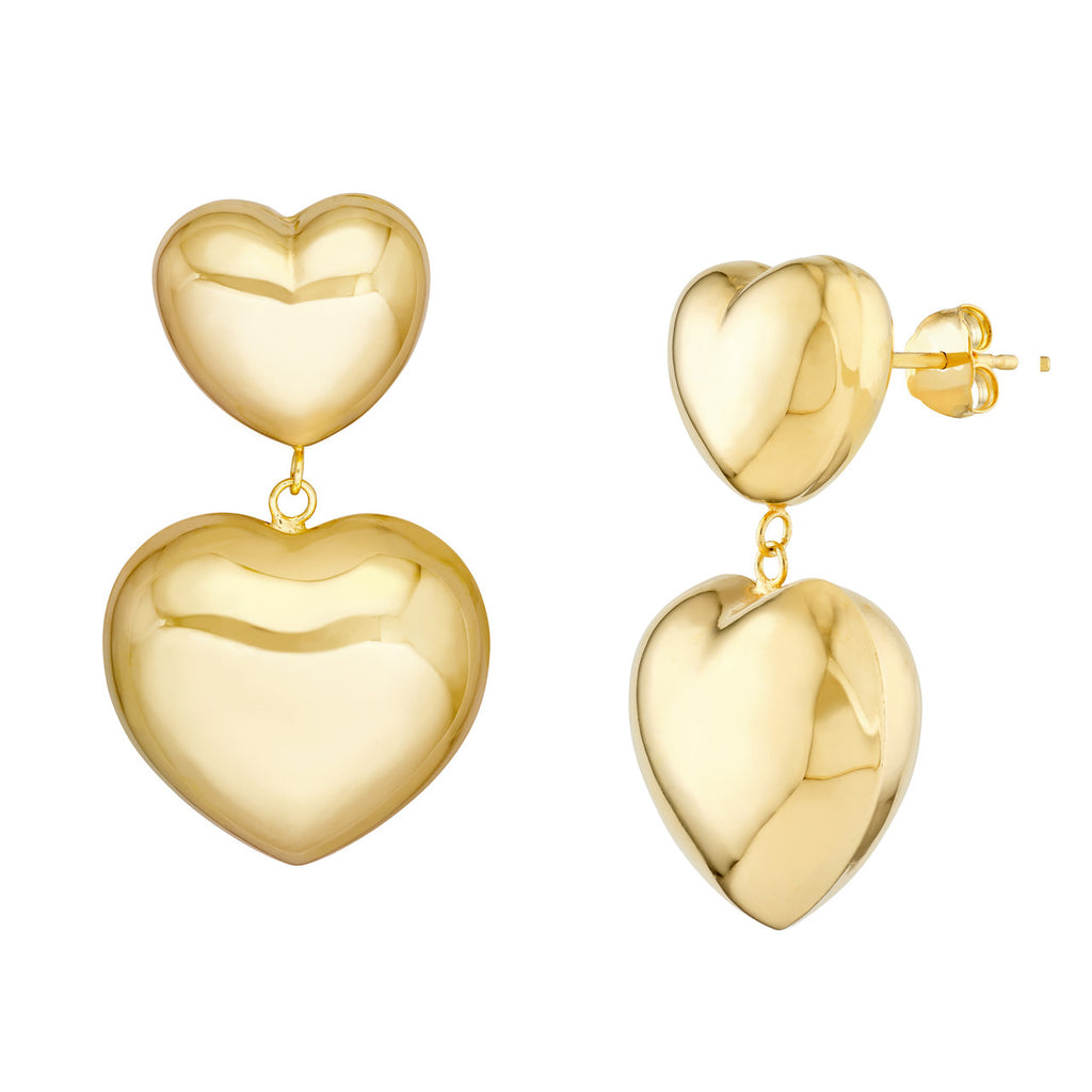 Gold Puffy Heart Dangles