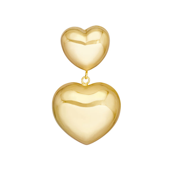 Gold Puffy Heart Dangles