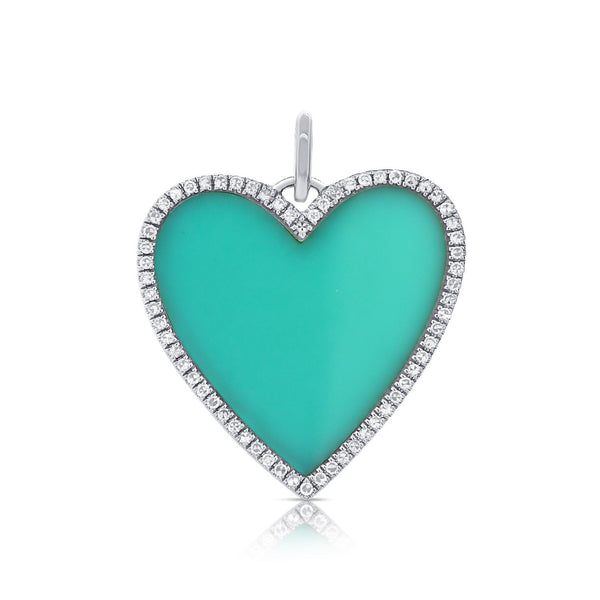 Diamond & Turquoise Heart Charm
