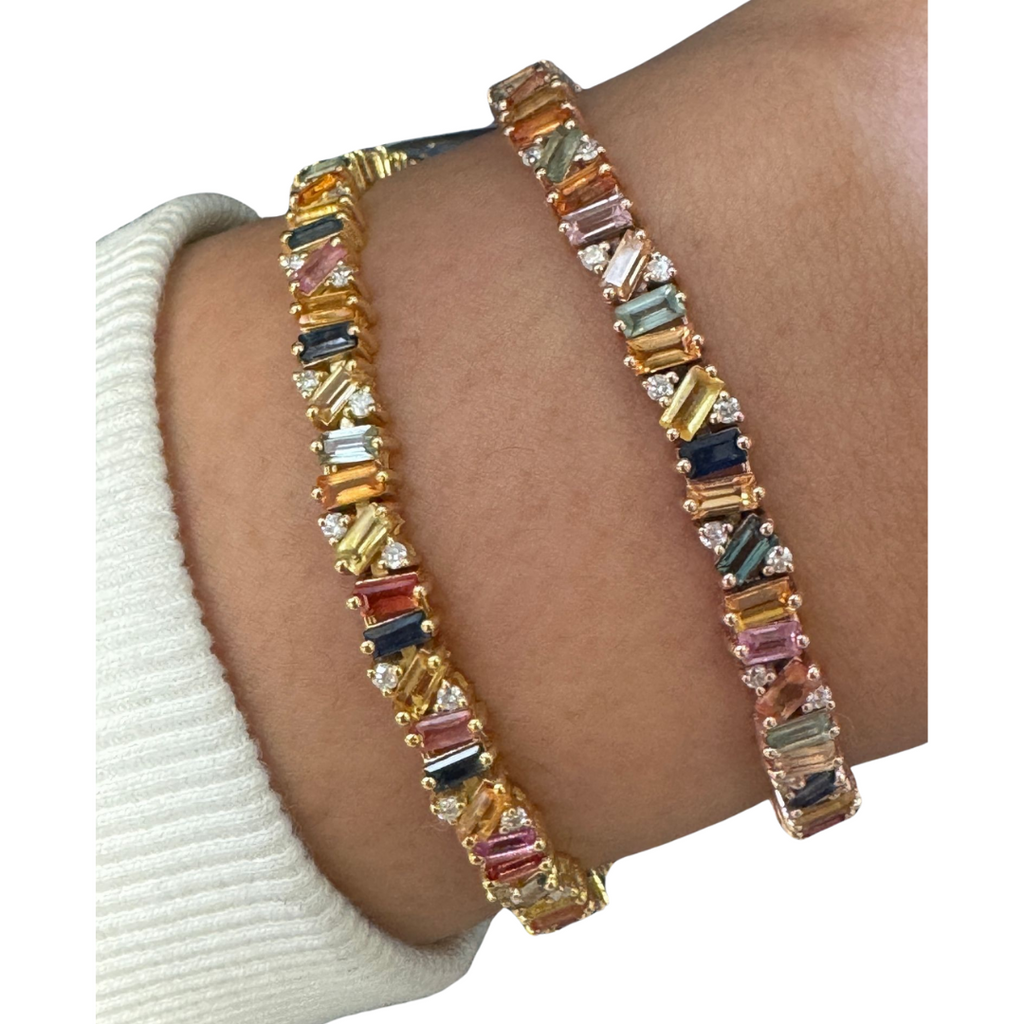 Diamond & Multi-Sapphire Baguette Bracelet