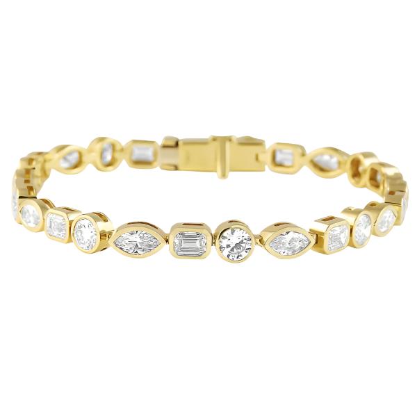 Lab-Grown Bezel Set Multi-Shape Tennis Bracelet