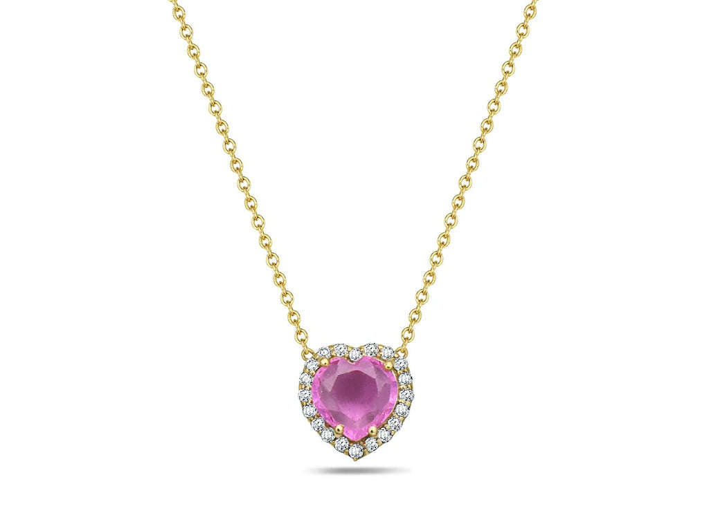 Diamond & Pink Sapphire Heart Shaped Necklace