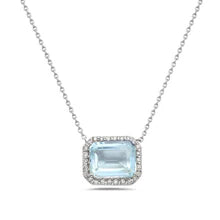 Aquamarine & Diamond Halo Necklace