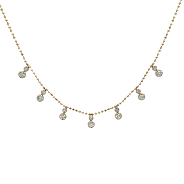Bezel Round Diamond Dangle Bead Chain Necklace