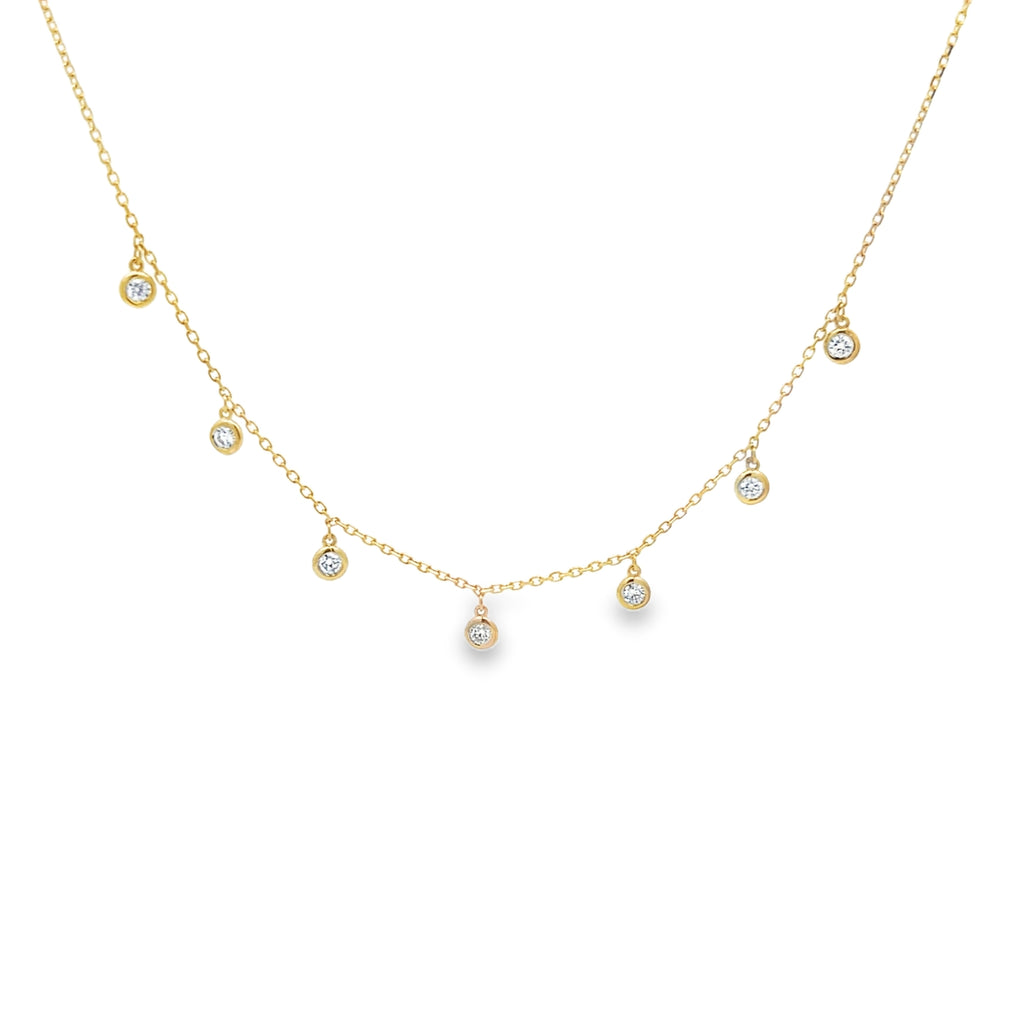 Bezel Round Diamond Dangle Necklace