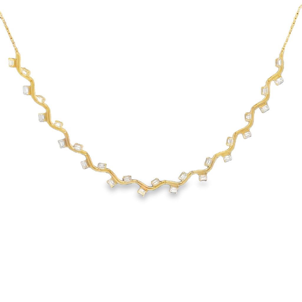 Scattered Baguette Wavy Chain Necklace