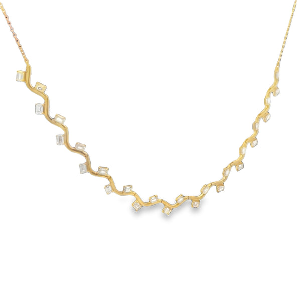 Scattered Baguette Wavy Chain Necklace