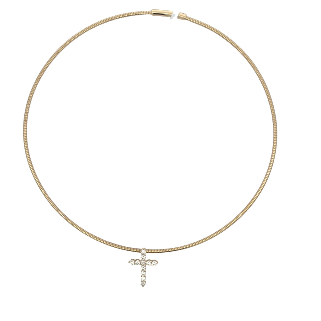 Diamond Cross Pendant Collar Necklace