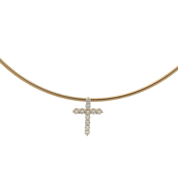 Diamond Cross Pendant Collar Necklace