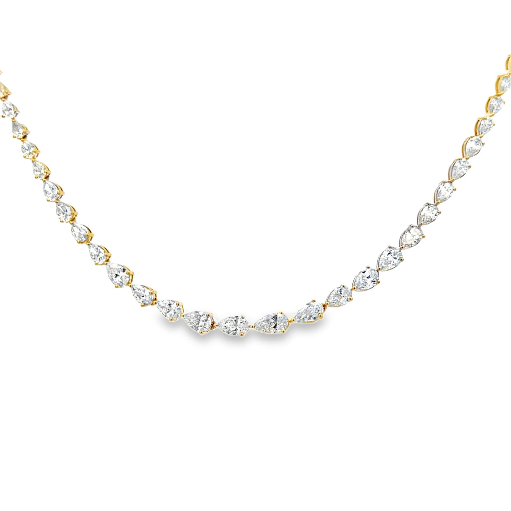 Lab-Grown E/W Pear Halfway Tennis Necklace