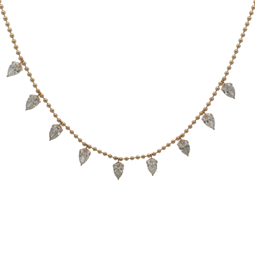Lab-Grown Pear Dangle Bead Chain Necklace