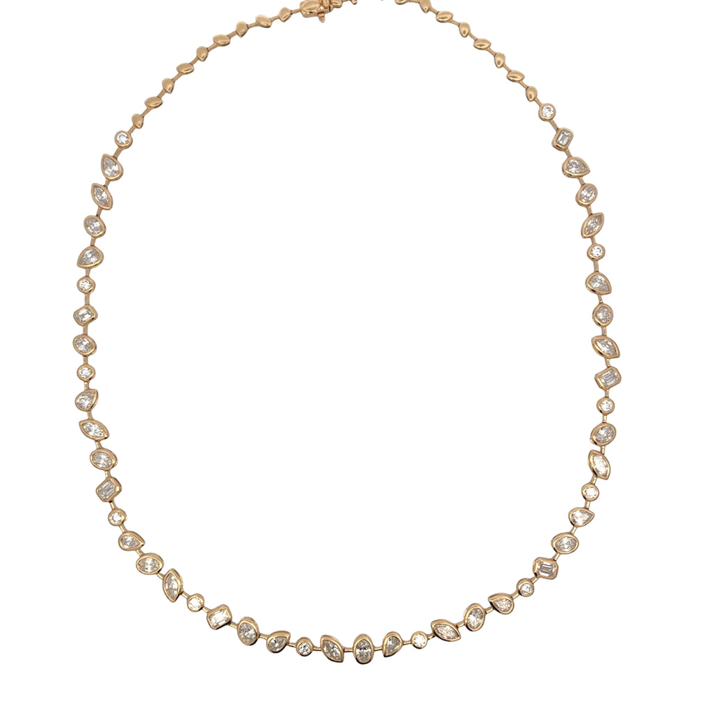 Lab-Grown Bezel Multi-Shape Negative Space Tennis Necklace