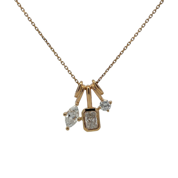 Lab-Grown Marquise, Radiant & Round Trio Charm Necklace