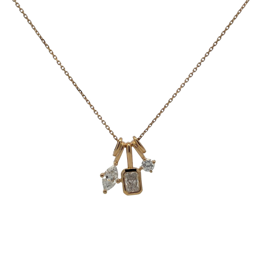 Lab-Grown Marquise, Radiant & Round Trio Charm Necklace