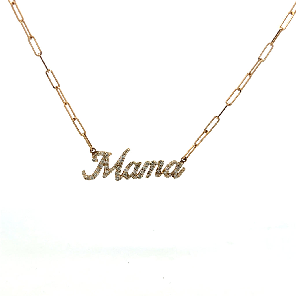 Script "Mama" Paperclip Chain Necklace
