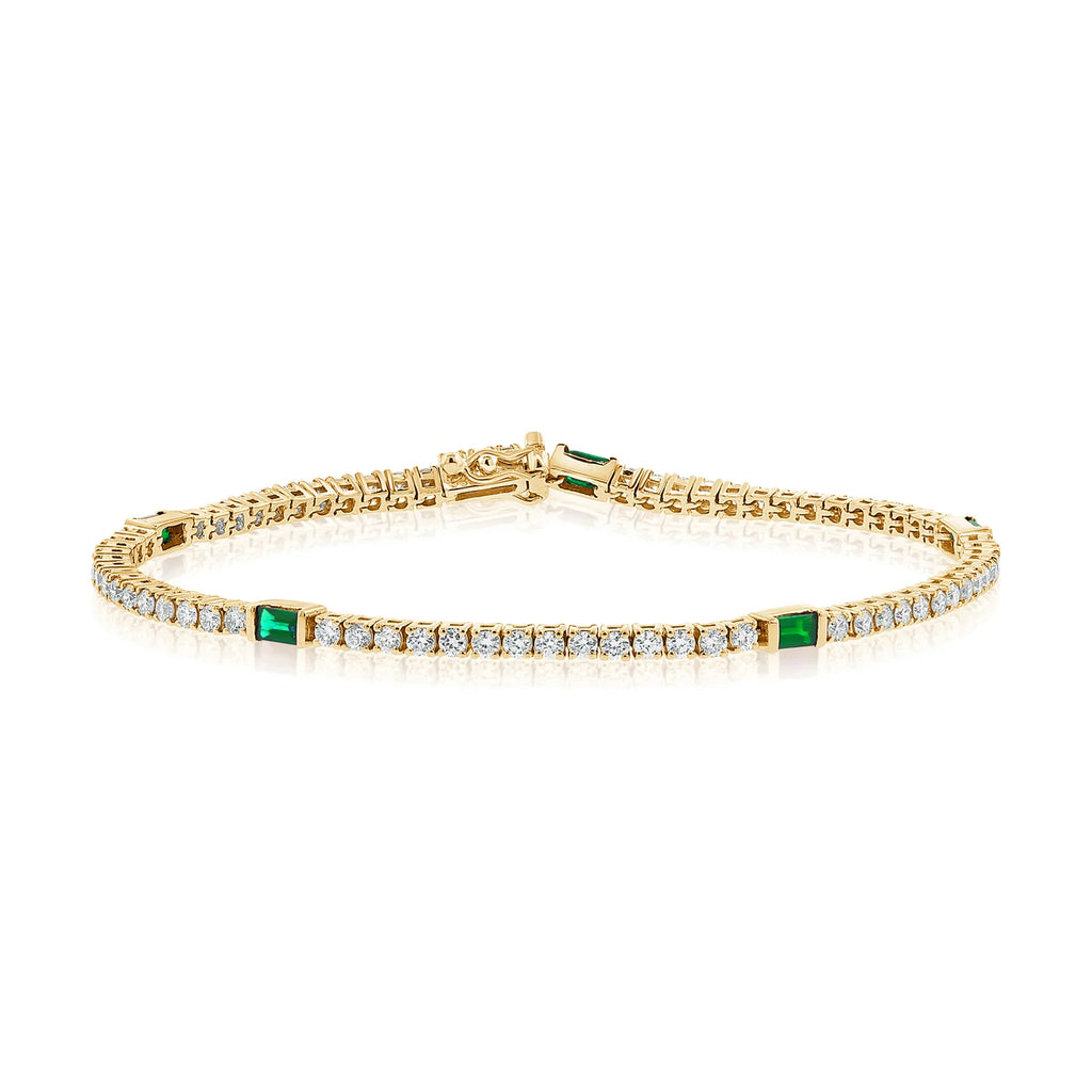 Round Diamond & Emerald Tennis Bracelet