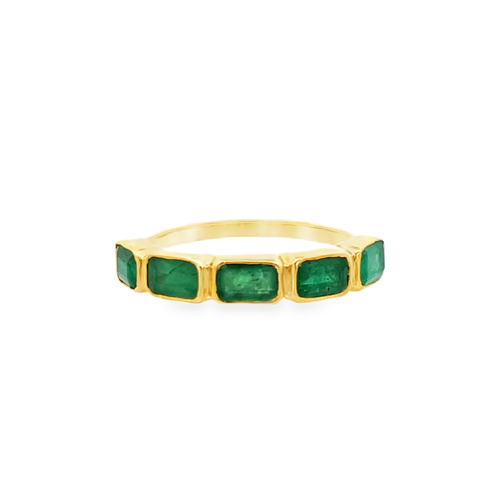 East/West Bezel Emerald Band