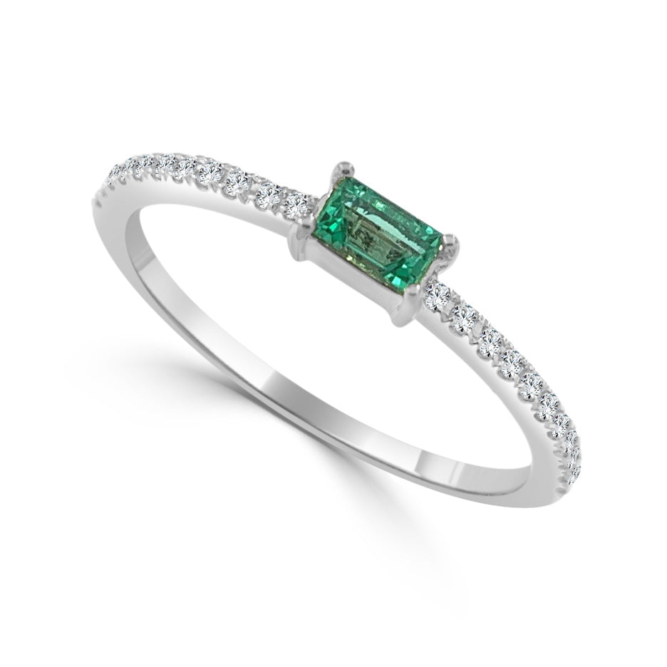 Birthstone Baguette Stackable Ring