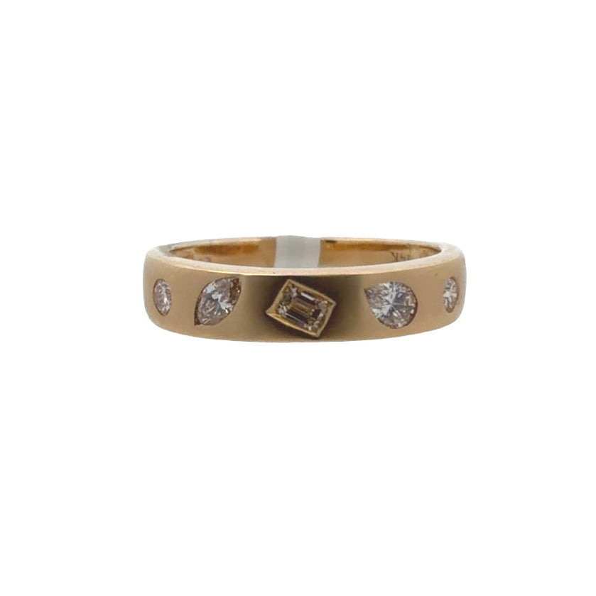 Inlay Multi-Shape Diamond Brushed Finish Band