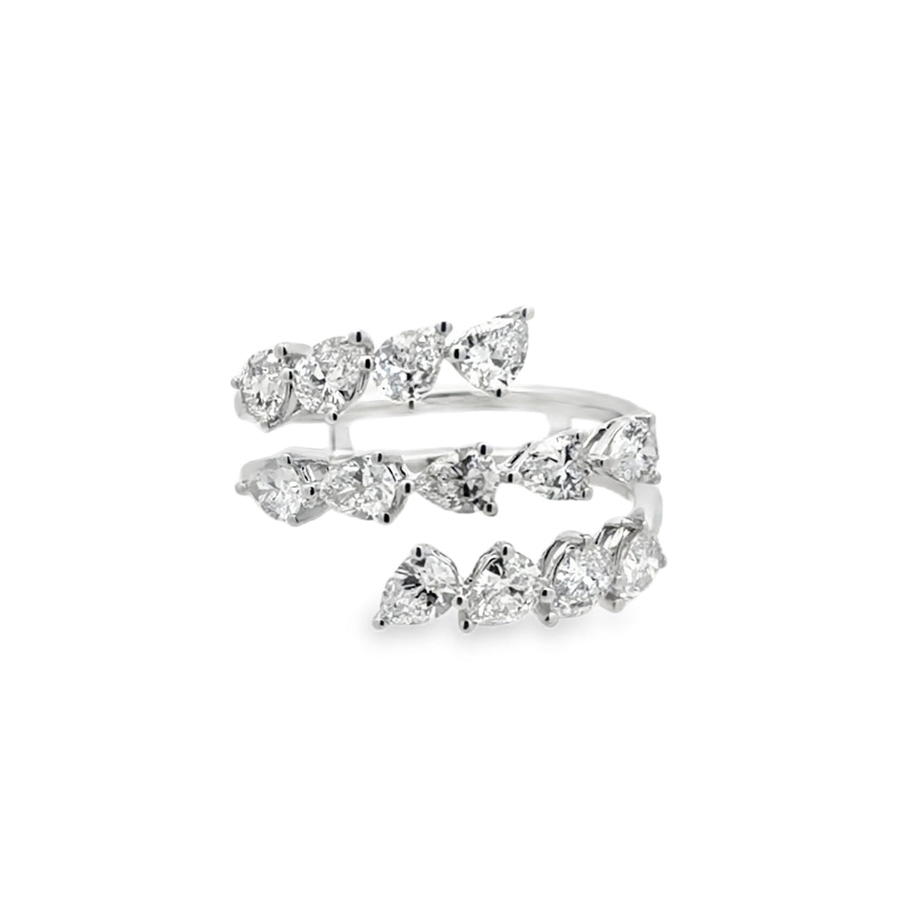 Lab-Grown Pear Triple Row Wrap Ring