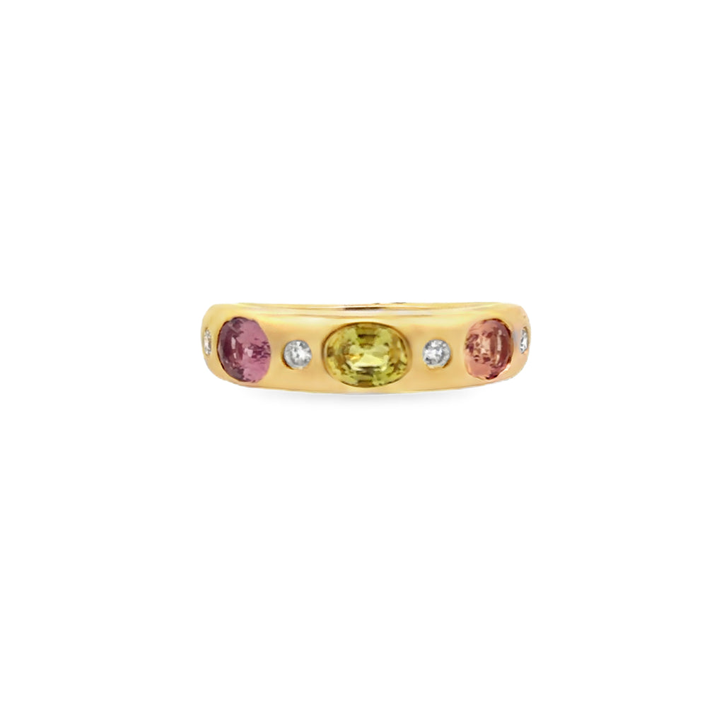 Multi-Color Sapphire & Lab-Grown Diamond Gypsy Set Band