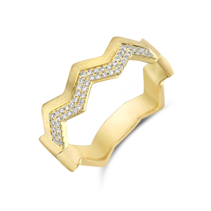 Pave Double Row Zig Zag Ring