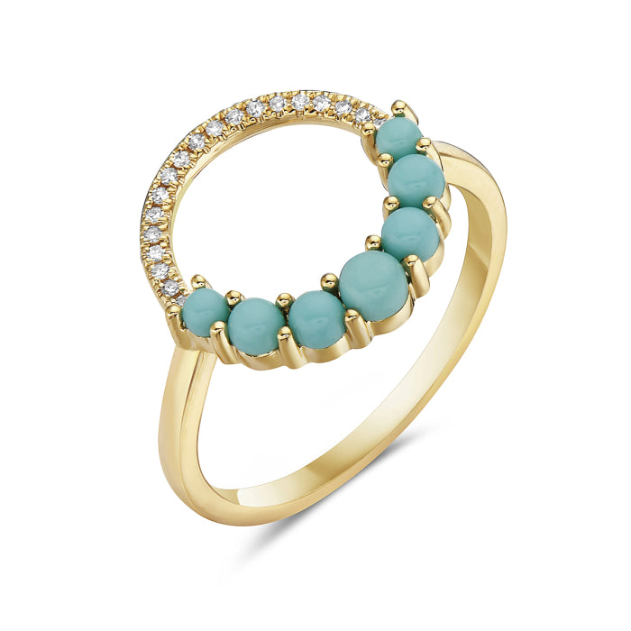 Diamond & Turquoise Circle Ring