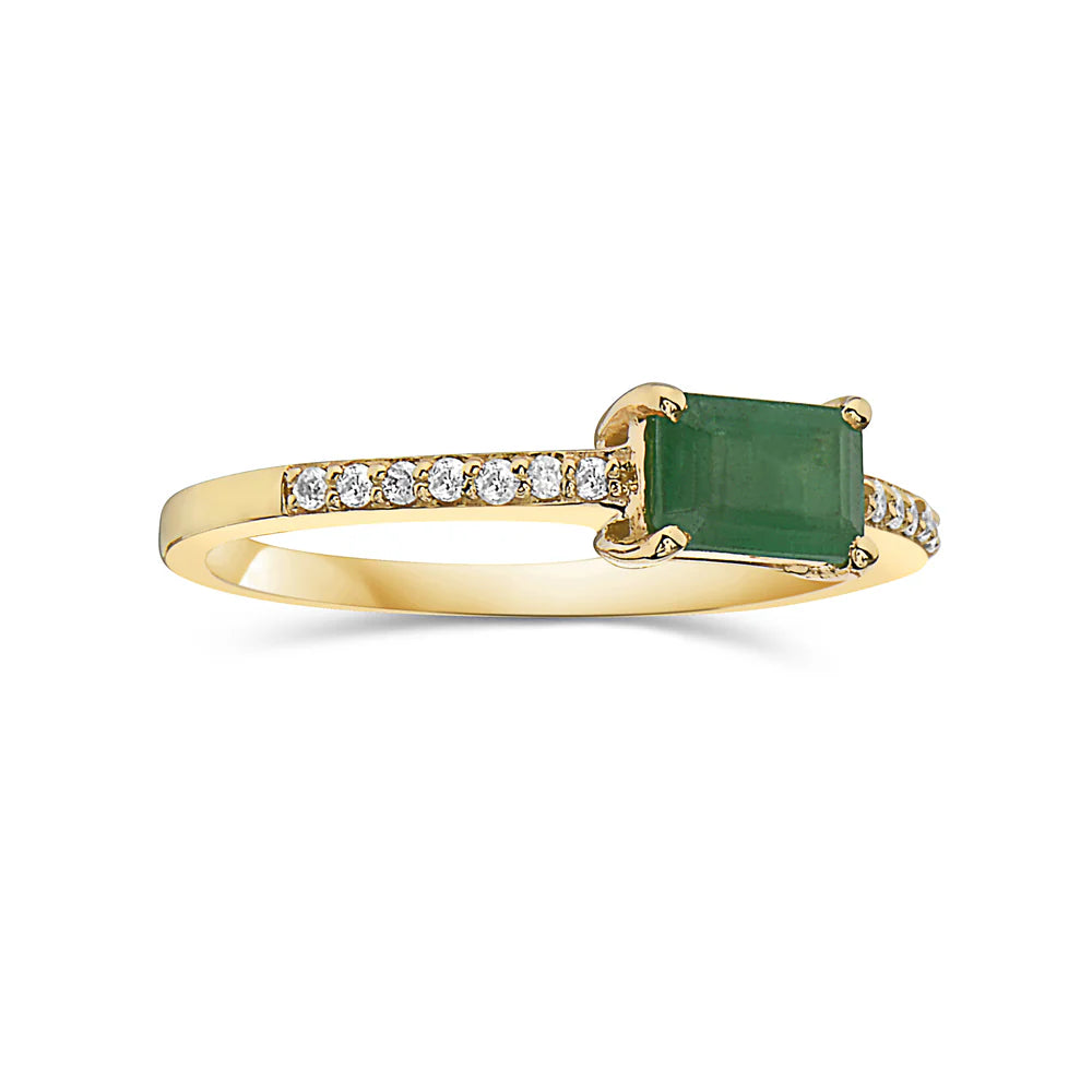 Emerald Cut Gemstone & Diamond Ring