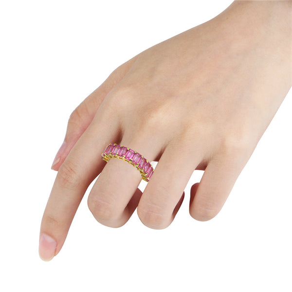 Emerald Cut Pink Sapphire Ring