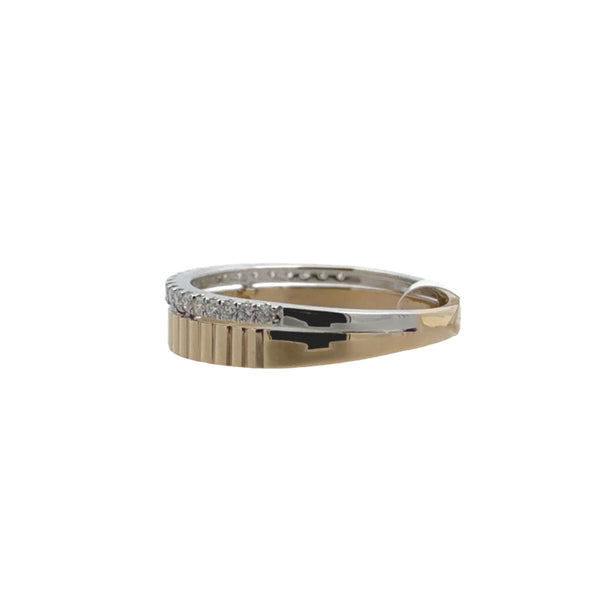 Diamond & Fluted Gold Double Row Band