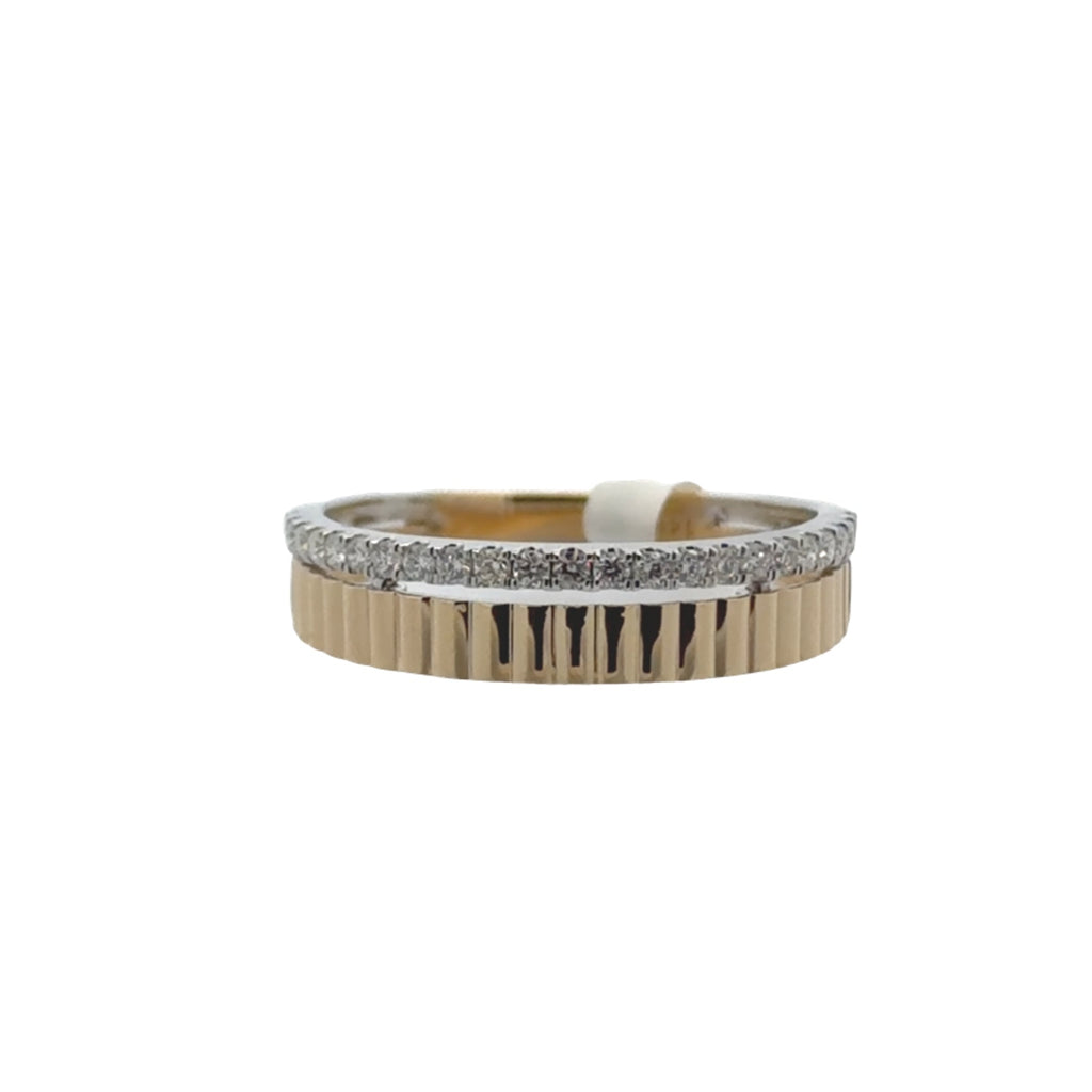 Diamond & Fluted Gold Double Row Band