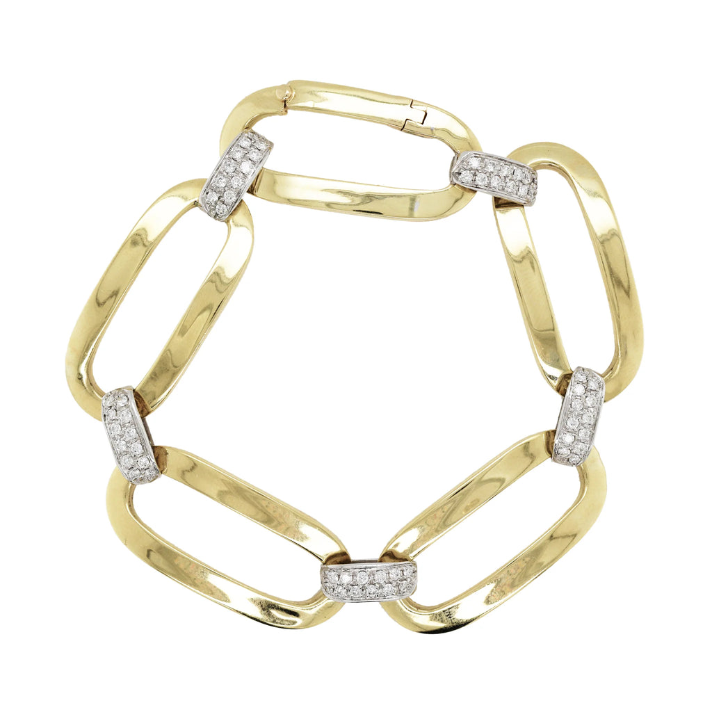 Gold & Diamond Paper Clip Link Bracelet