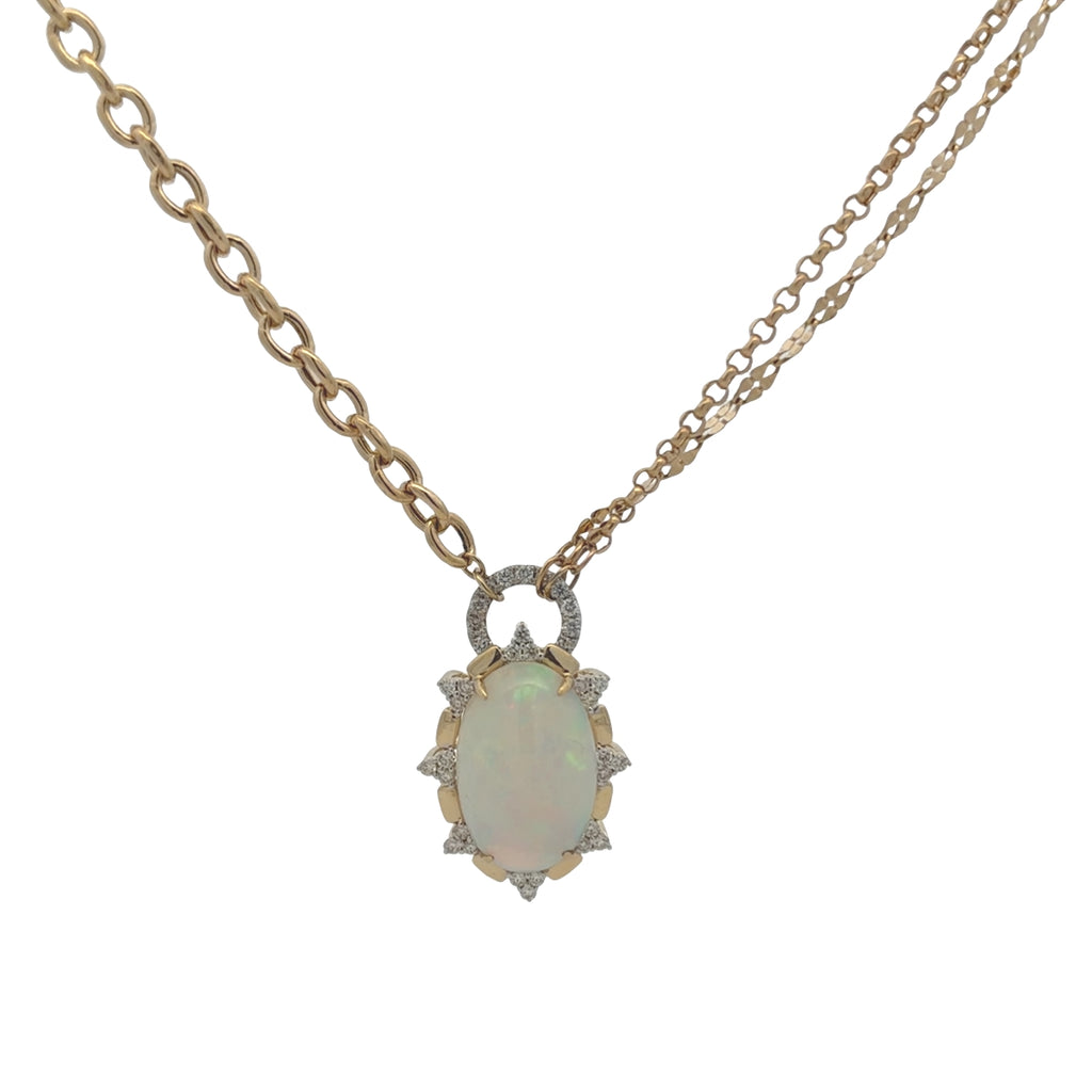 Opal & Diamond Multi-Chain Pendant Necklace