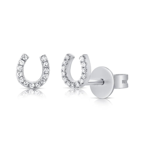 Diamond Horseshoe Stud Earrings