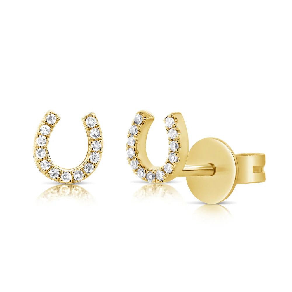 Diamond Horseshoe Stud Earrings