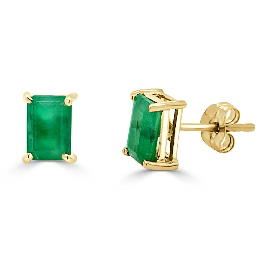 Green Emerald-Emerald Cut Studs