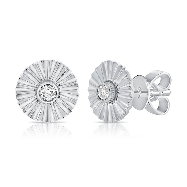 Fluted Disc Stud Earrings