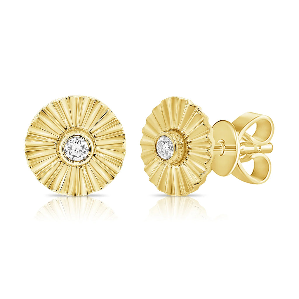 Fluted Disc Stud Earrings