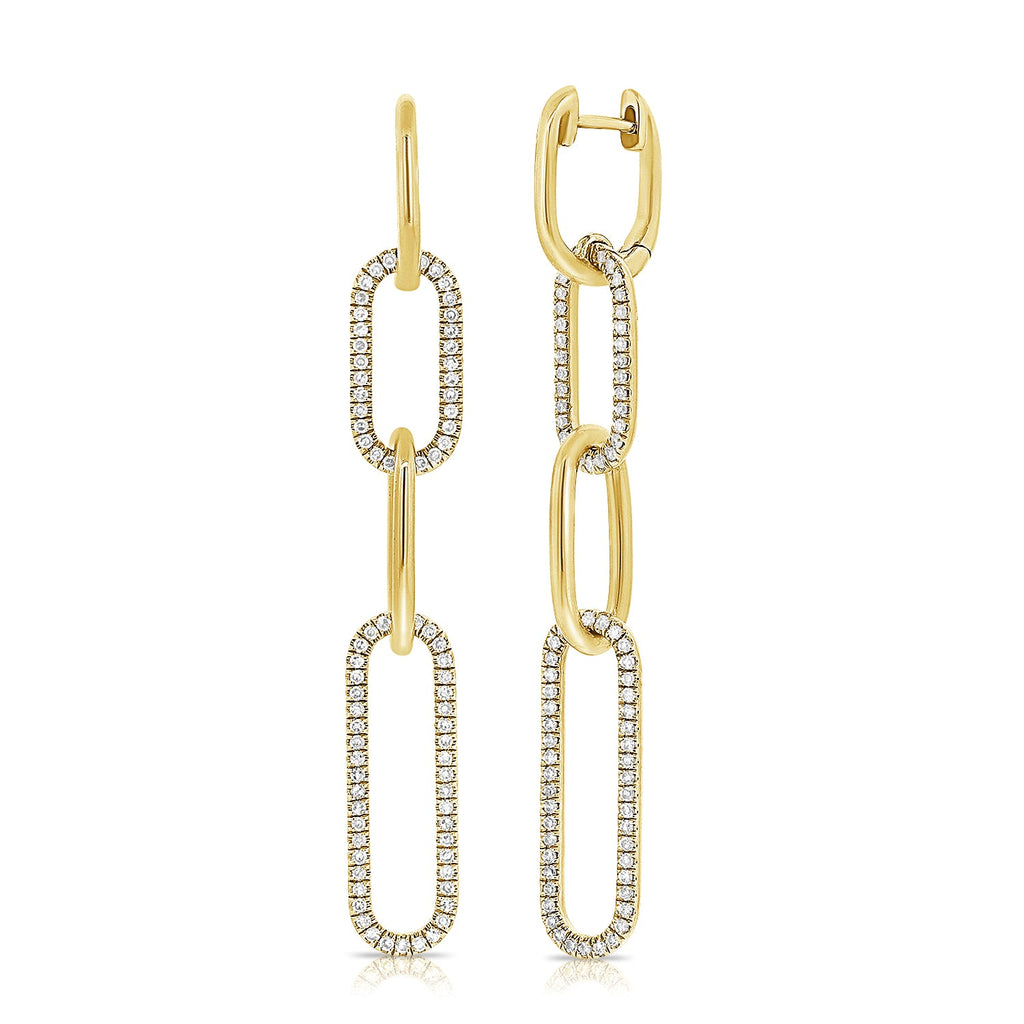 Gold & Diamond Paperclip Link Earrings