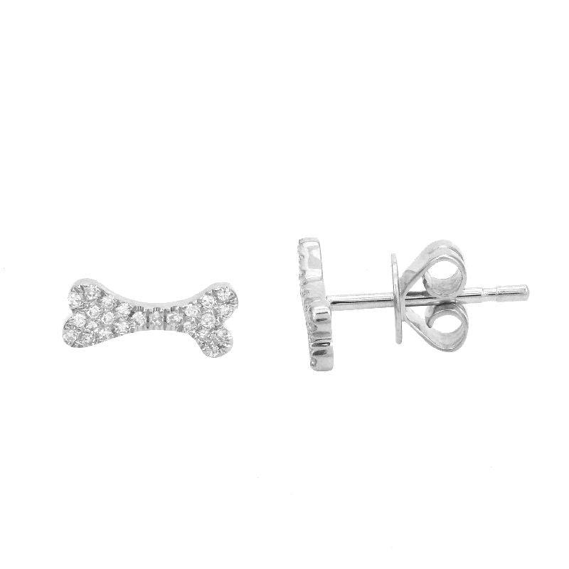 Diamond Dog Bone Earrings