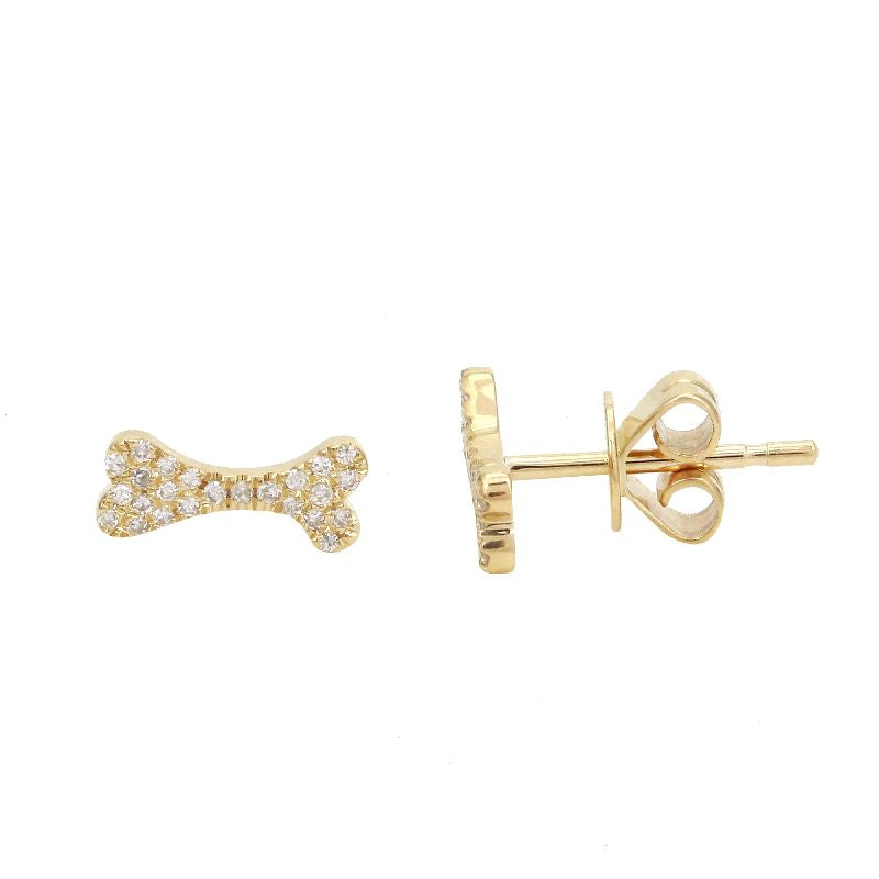 Diamond Dog Bone Earrings