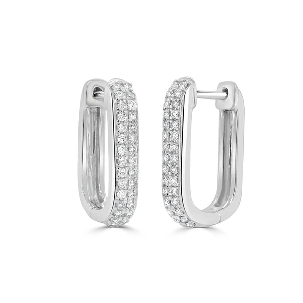 Rectangle Diamond Hoop Earrings