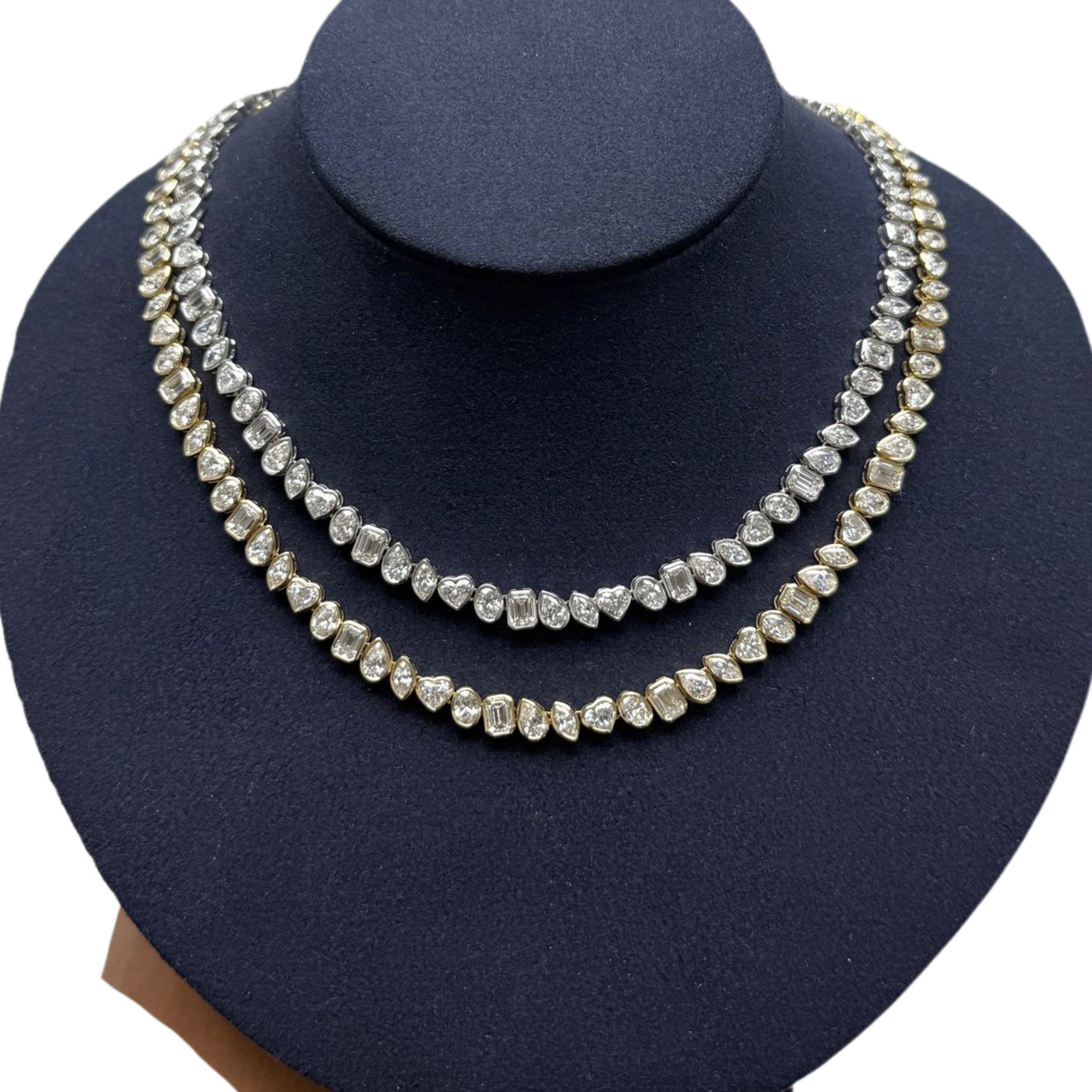 Lab-Grown Mixed Shaped Bezel Tennis Necklace – Dallas Diamond Bar