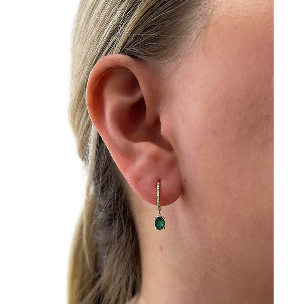 Diamond & Emerald Dangle Huggies