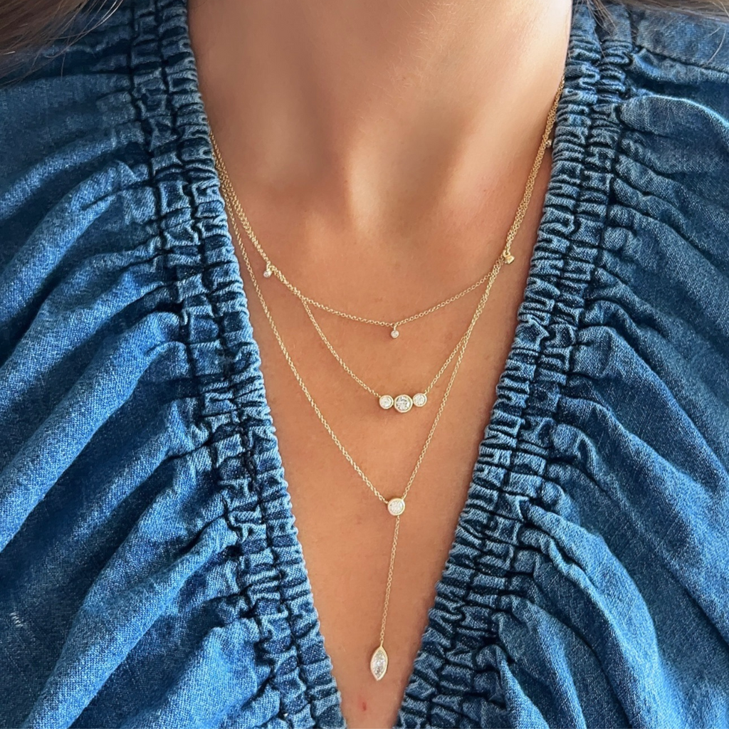 Multi-Layer One Piece Round & Marquise Necklace