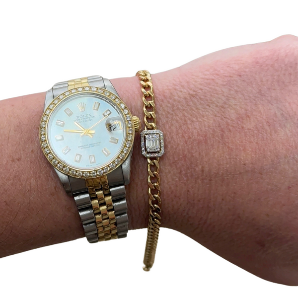 Baguette Illusion Cuban Bracelet