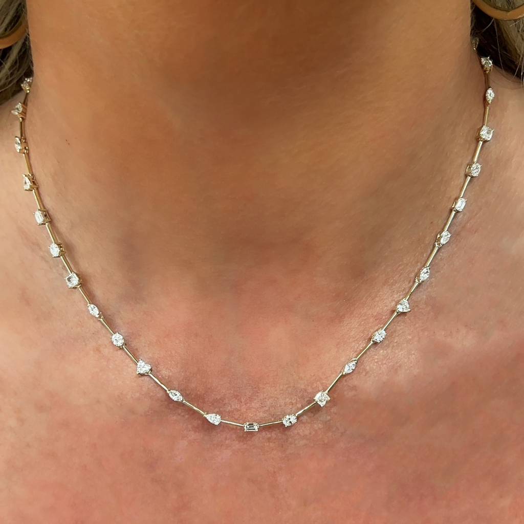 Lab-Grown Multi-Shape Negative Space Tennis Necklace